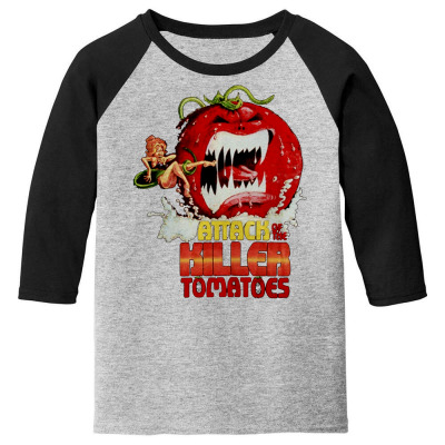 Attack Of The Killer Tomatoes Youth 3/4 Sleeve Designed By Wildern