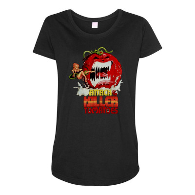 Attack Of The Killer Tomatoes Maternity Scoop Neck T-shirt Designed By Wildern