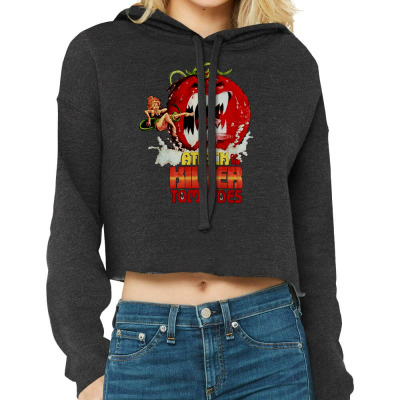 Attack Of The Killer Tomatoes Cropped Hoodie Designed By Wildern