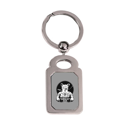 Barf Is My Copilot Silver Rectangle Keychain Designed By Wildern