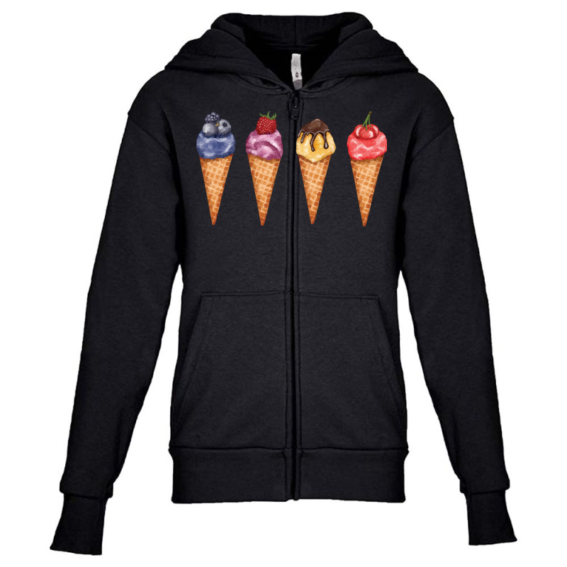 Assorted Ice Cream Cones T  Shirt Assorted Ice Cream Cones Set   Blueb Youth Zipper Hoodie by thymeartiste | Artistshot