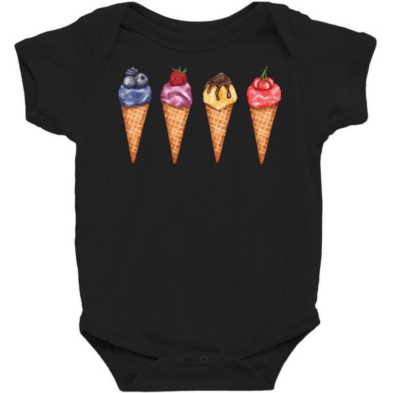 Assorted Ice Cream Cones T  Shirt Assorted Ice Cream Cones Set   Blueb Baby Bodysuit by thymeartiste | Artistshot