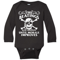 Beatings Continue Until Morale Long Sleeve Baby Bodysuit | Artistshot