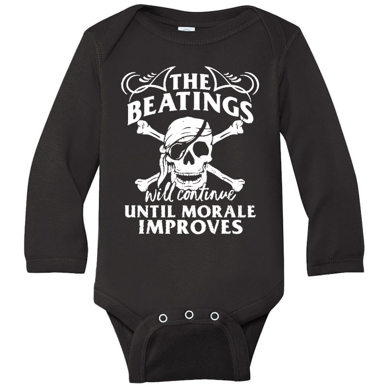 Beatings Continue Until Morale Long Sleeve Baby Bodysuit by Xenia Tees | Artistshot