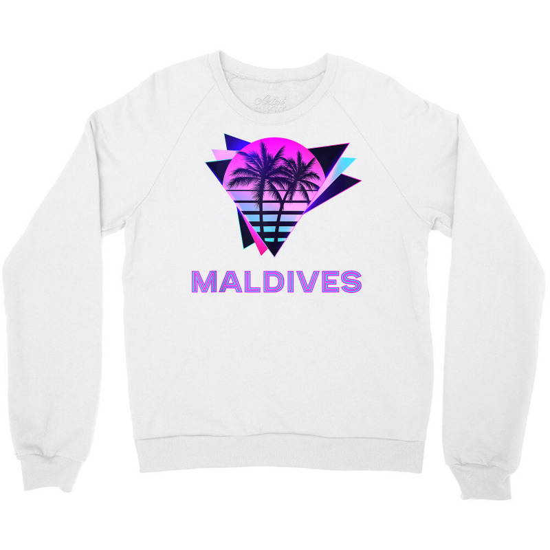 Maldives Retro 80s Palm Tree Vacation Souvenir Tank Top Crewneck Sweatshirt | Artistshot