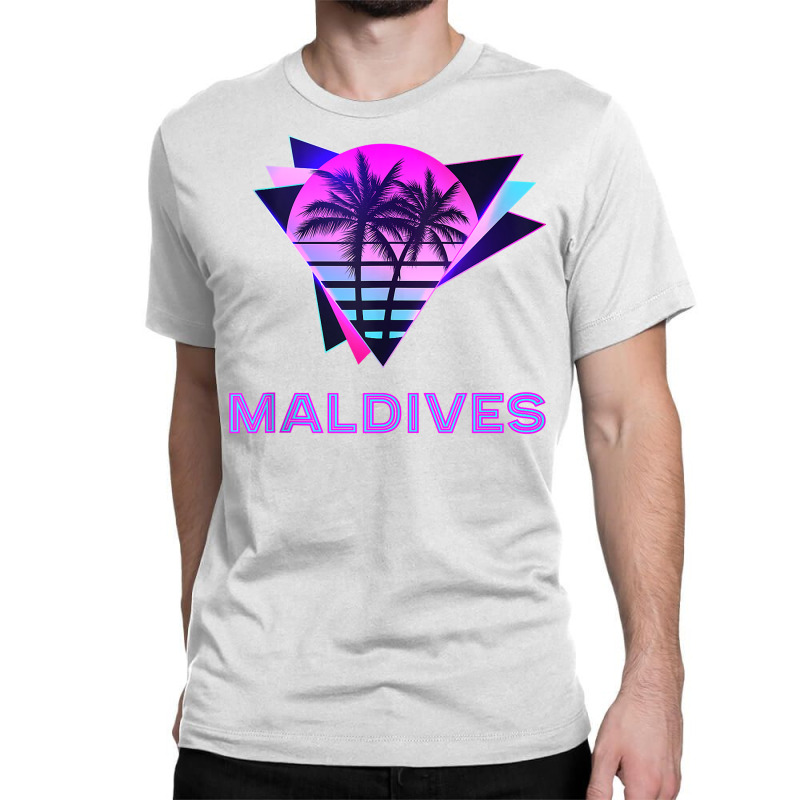 Maldives Retro 80s Palm Tree Vacation Souvenir Tank Top Classic T-shirt | Artistshot