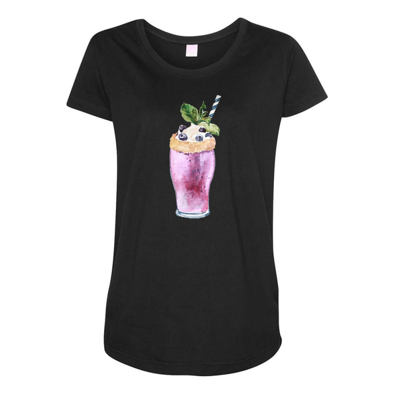 Blueberry Smoothie T  Shirt Blueberry Milkshake With Whipped Cream T Maternity Scoop Neck T-shirt by thymeartiste | Artistshot