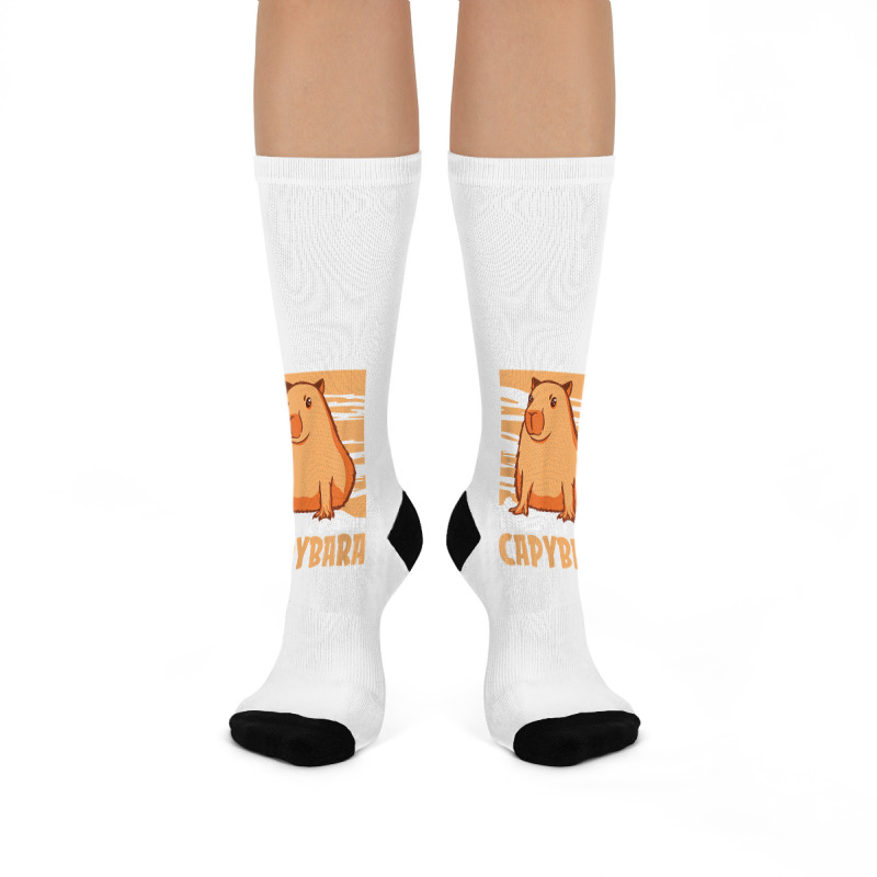 Capybara South American Rodent   Respect The Capybara T Shirt Crew Socks by lelalucin | Artistshot