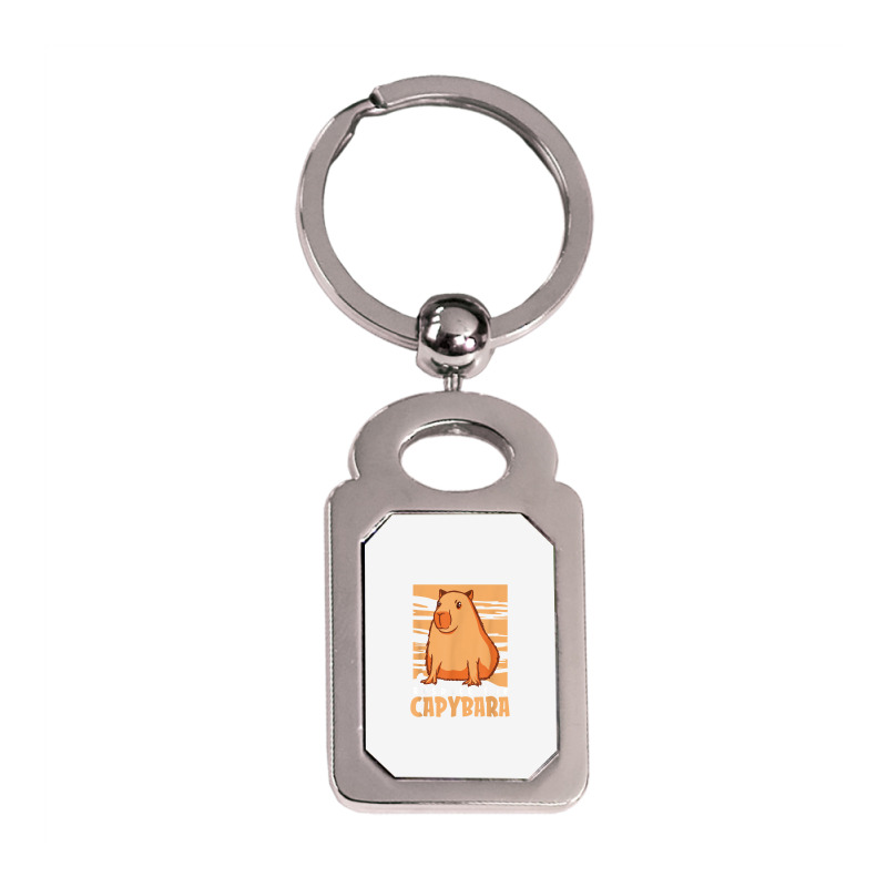 Capybara South American Rodent   Respect The Capybara T Shirt Silver Rectangle Keychain by lelalucin | Artistshot