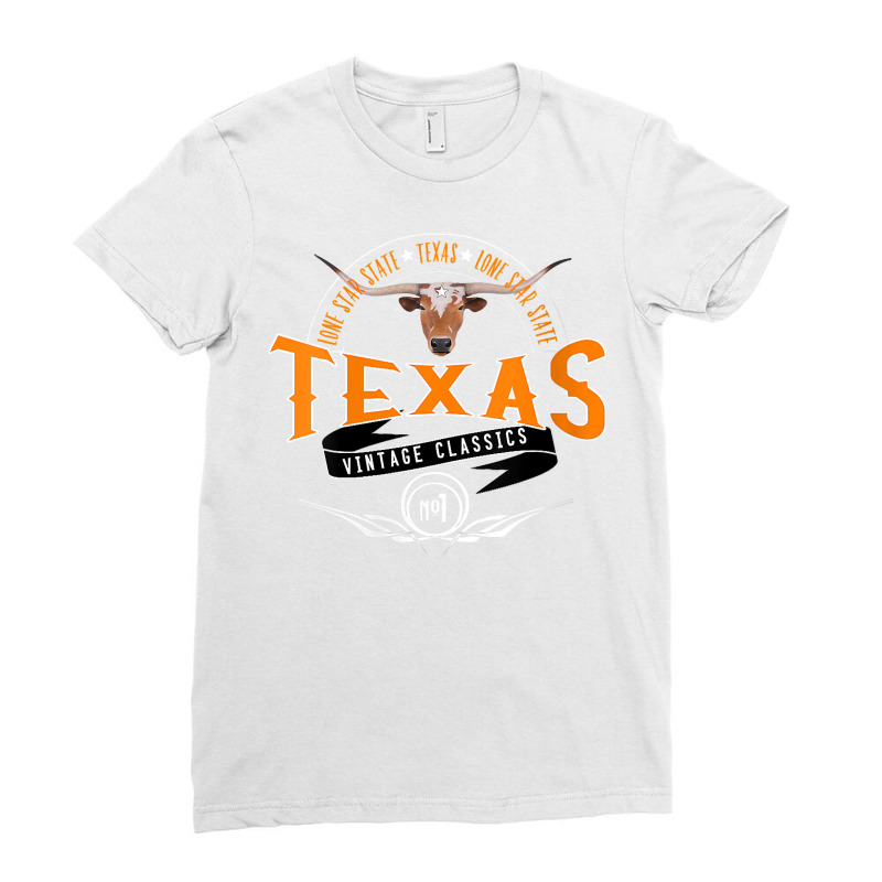 Womens Vintage Classic Style Texas Lone Star Longhorn Design V Neck T Ladies Fitted T-Shirt by aryanahjerich | Artistshot