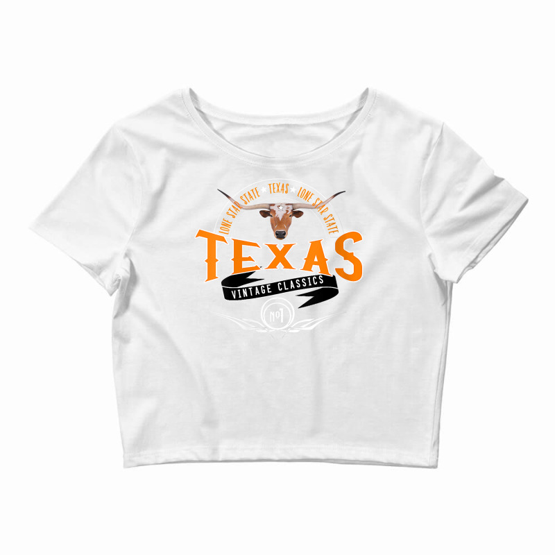 Womens Vintage Classic Style Texas Lone Star Longhorn Design V Neck T Crop Top by aryanahjerich | Artistshot