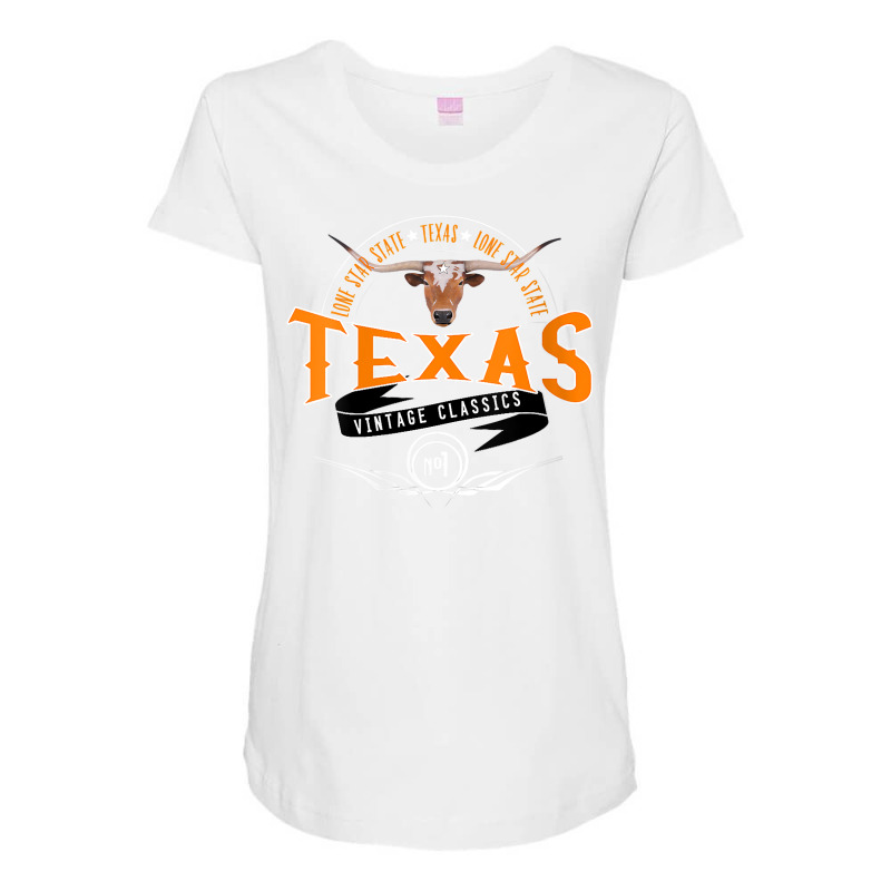 Womens Vintage Classic Style Texas Lone Star Longhorn Design V Neck T Maternity Scoop Neck T-shirt by aryanahjerich | Artistshot