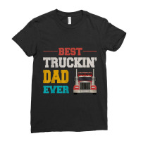 Trucker Fathers Day Best Truckin' Dad Ever Vintage Trucker Dad Ladies Fitted T-shirt | Artistshot