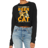 Cat Lover Pet T  Shirt I Like Beer And My Cat And Maybe 3 People T  Sh Cropped Sweater | Artistshot