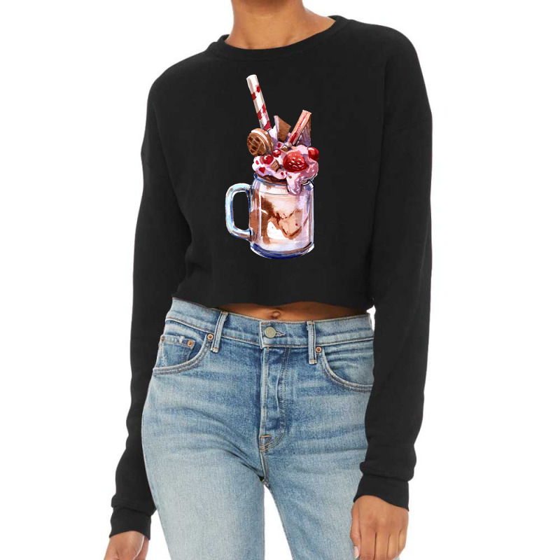 Chocolate Strawberry Milkshake T  Shirt Chocolate Strawberry Overshake Cropped Sweater by thymeartiste | Artistshot