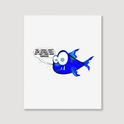 Funny Meme Drunk Fish Cartoon Funny Character Meme T-shirt Portrait Canvas Print Designed By Arnaldo Da Silva Tagarro