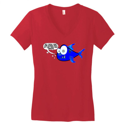 Funny Meme Drunk Fish Cartoon Funny Character Meme T-shirt Women's V-neck T-shirt Designed By Arnaldo Da Silva Tagarro