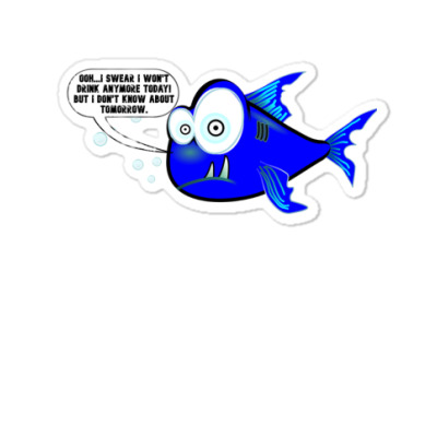 Funny Meme Drunk Fish Cartoon Funny Character Meme T-shirt Sticker Designed By Arnaldo Da Silva Tagarro