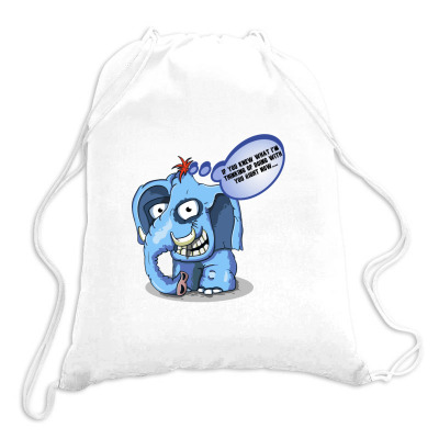 Funny Meme Elephant Sarcastic Meme Cartoon Funny Character T-shirt Drawstring Bags Designed By Arnaldo Da Silva Tagarro