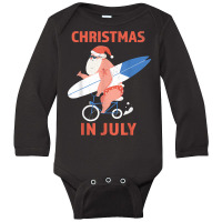 Longboard Santa Christmas In July T Shirt Long Sleeve Baby Bodysuit | Artistshot