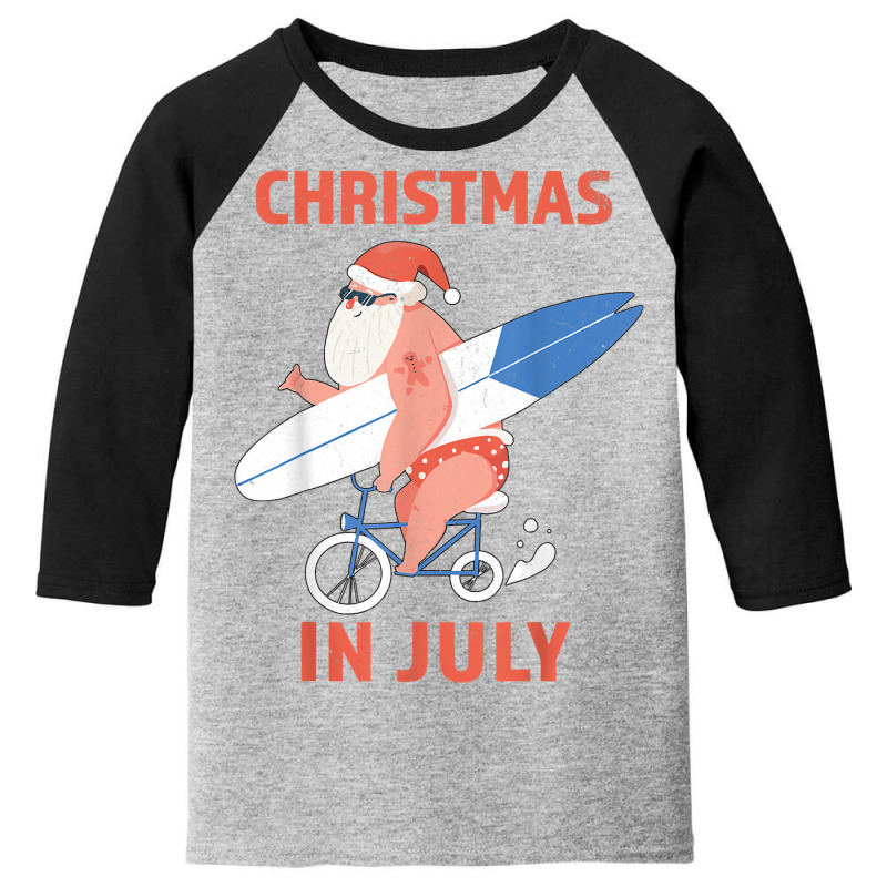 Longboard Santa Christmas In July T Shirt Youth 3/4 Sleeve | Artistshot