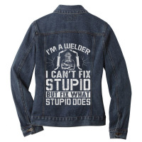 Welder Cool Welding Art For Welder Iron Worker Pipeliner 012 Ladies Denim Jacket | Artistshot