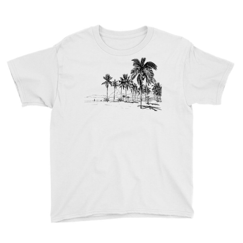 Nature Beauty Beach Mountain Palm Tree   Ocean Parasol Sea T Shirt Youth Tee by caroldian | Artistshot