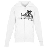 Nature Beauty Beach Mountain Palm Tree   Ocean Parasol Sea T Shirt Youth Zipper Hoodie | Artistshot