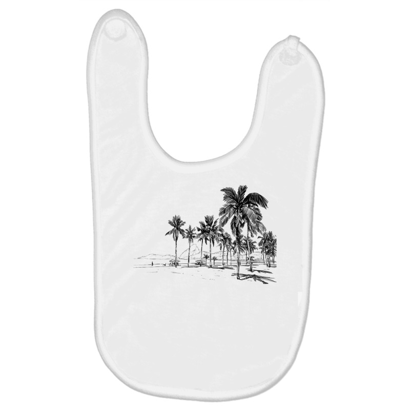 Nature Beauty Beach Mountain Palm Tree   Ocean Parasol Sea T Shirt Baby Bibs by caroldian | Artistshot