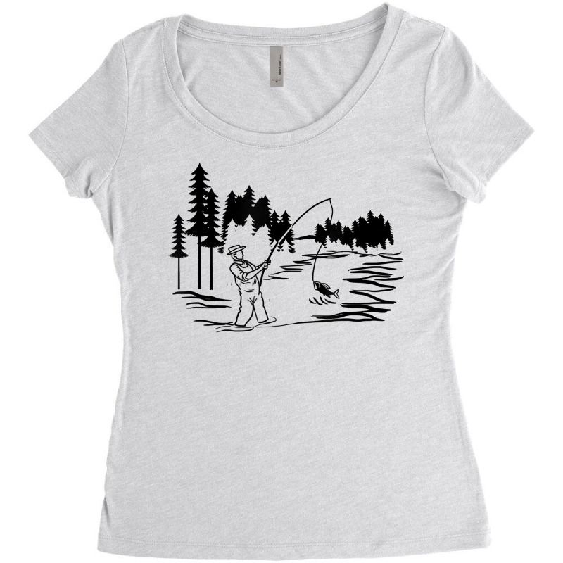 Fisherman Fishing Minimal Art Fishing Lover Angler Dad Gift T Shirt Women's Triblend Scoop T-shirt by lelalucin | Artistshot