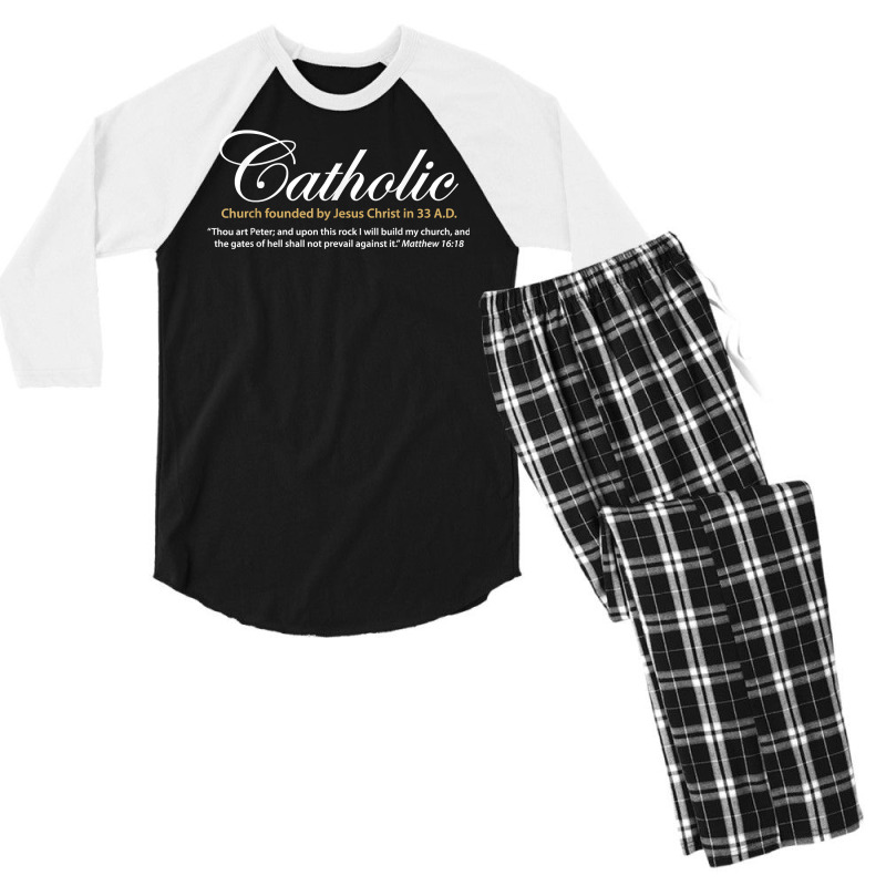 Catholic Church Founded By Jesus Christ In 33 A.d. Shirt Men's 3/4 Sleeve Pajama Set | Artistshot