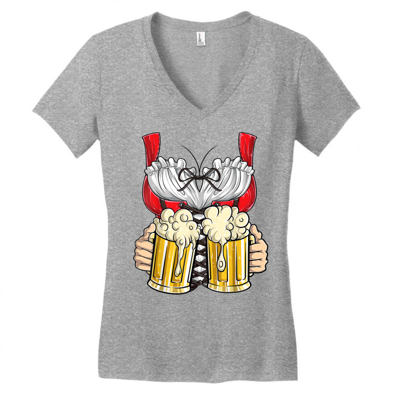 Dirndl Costume T Shirt Oktoberfest Fraulein Women Beer Mug T Shirt Women's V-Neck T-Shirt by webberoliveria | Artistshot