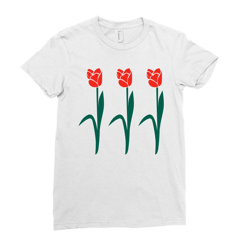 Three Red Tulips Ladies Fitted T-Shirt by blackacturus | Artistshot