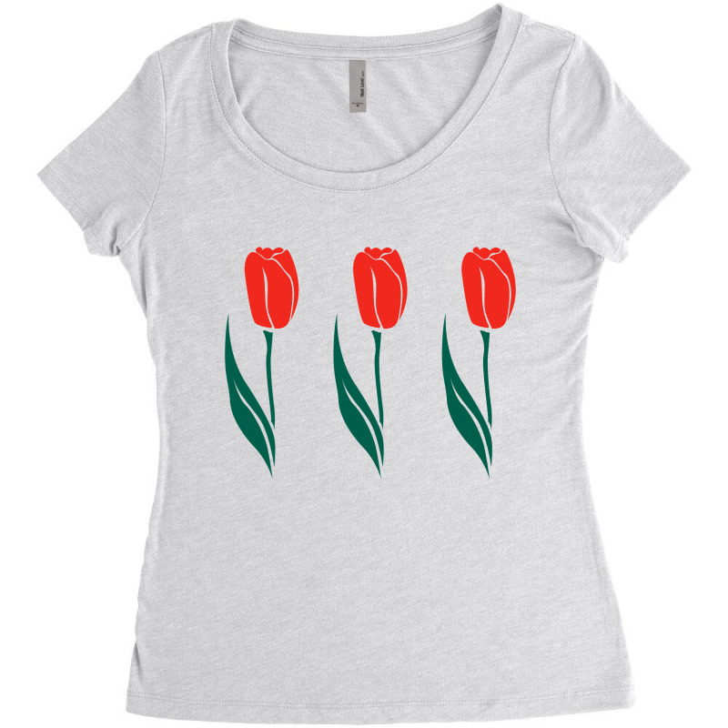 Three Red Tulips Women's Triblend Scoop T-shirt by blackacturus | Artistshot