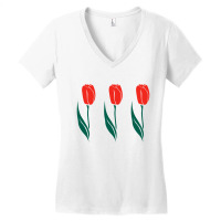 Three Red Tulips Women's V-neck T-shirt | Artistshot