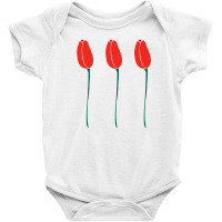 Three Red Tulips Baby Bodysuit | Artistshot