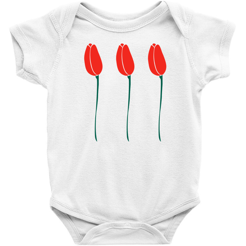 Three Red Tulips Baby Bodysuit by blackacturus | Artistshot