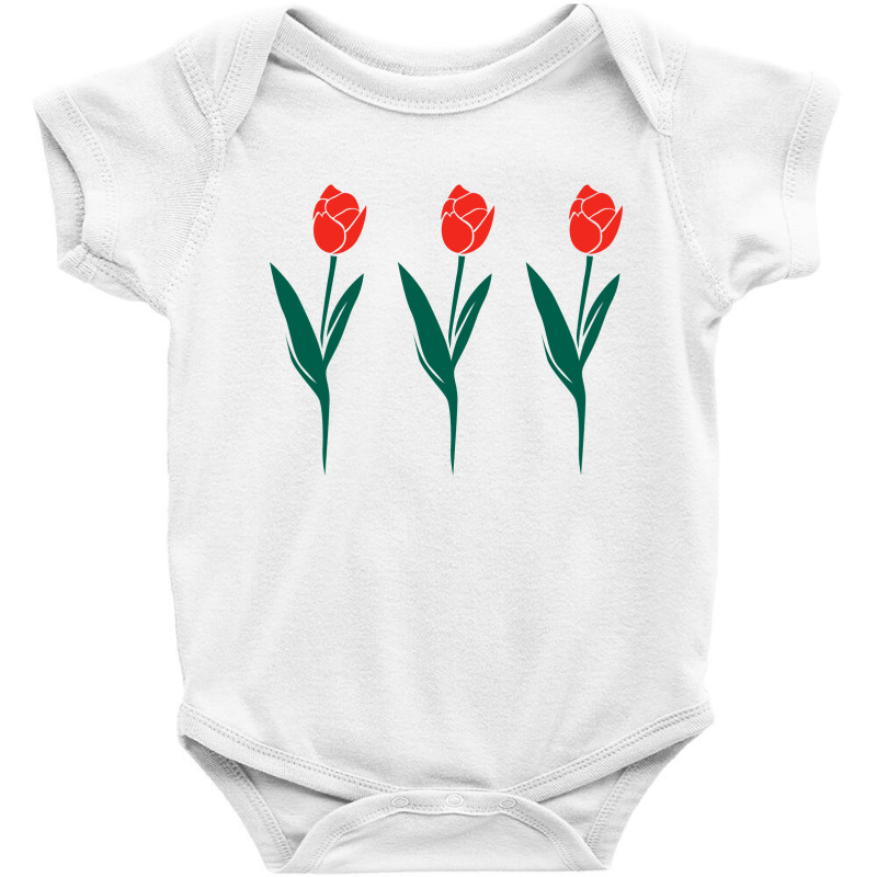 Three Red Tulips Baby Bodysuit by blackacturus | Artistshot