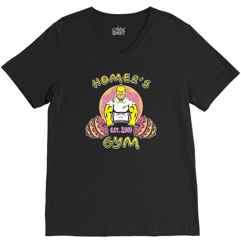 Homer's Gym V-neck Tee | Artistshot