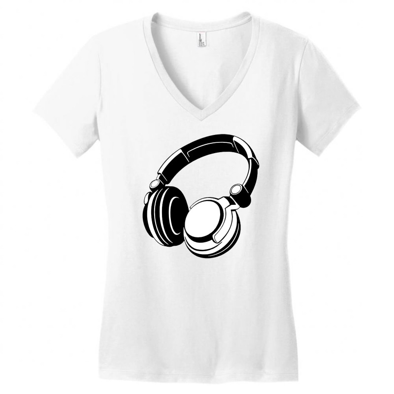Headphones Black Humor Women's V-neck T-shirt | Artistshot