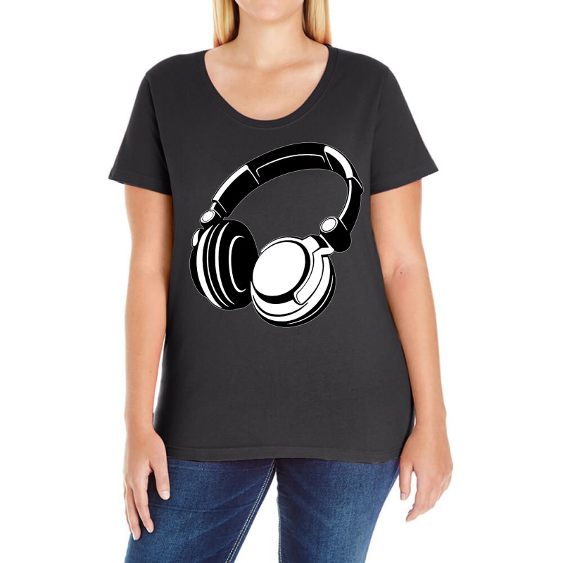 Headphones Black Humor Ladies Curvy T-shirt | Artistshot