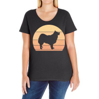 Icelandic T  Shirt Retro Sunset Icelandic Sheepdog T  Shirt Ladies Curvy T-shirt | Artistshot