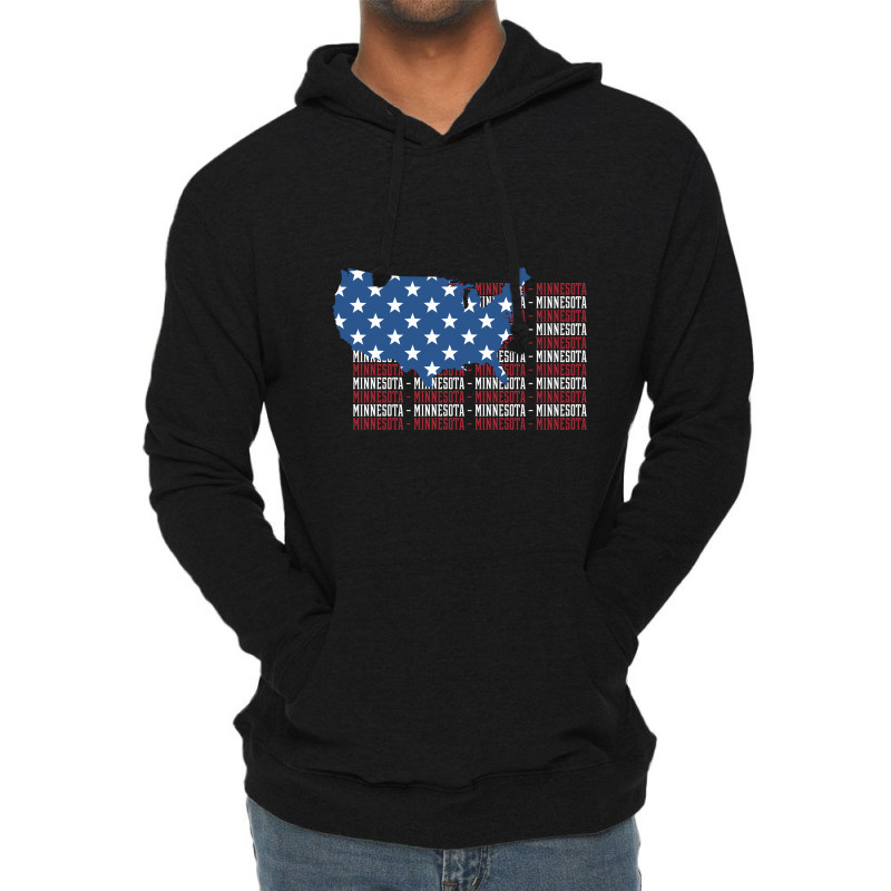 American Flag Minnesota City - Patriotic Gift Lightweight Hoodie | Artistshot