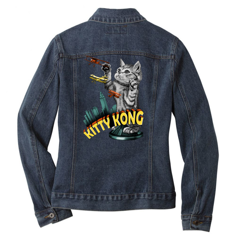 Kitty Kong Ladies Denim Jacket by micondes | Artistshot