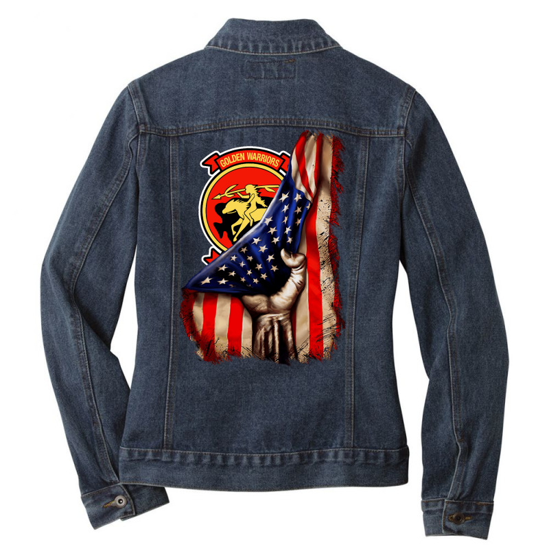 Strike Fighter Squadron 87 (vfa 87) American Flag Long Sleeve T Shirt Ladies Denim Jacket by lelalucin | Artistshot