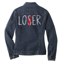 Loser Lover Shirt Horror Novelty Scary Movie  Loser Lover Pullover Hoo Ladies Denim Jacket | Artistshot