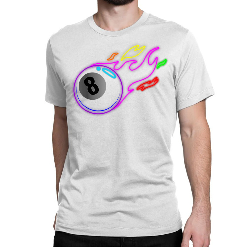 Colorful Neon Lights Eight Ball Billiards Pool T Shirt Mm Classic T-shirt by adrienskradski | Artistshot