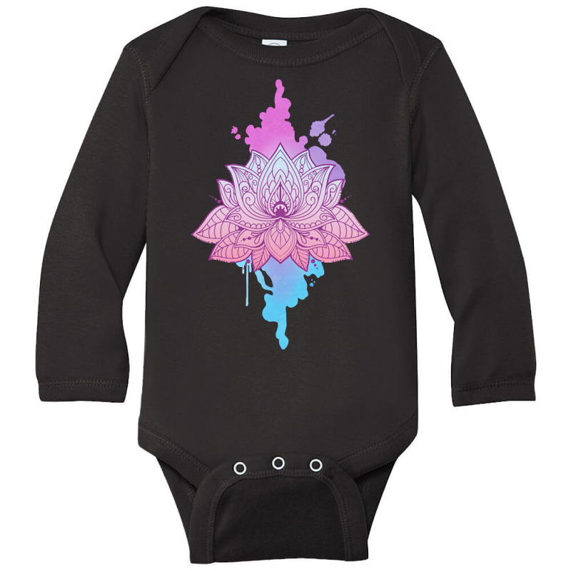 Mandala Lotus T  Shirt Asanas Mandala Lotus Mantra T  Shirt Long Sleeve Baby Bodysuit by elephantjellyfish | Artistshot