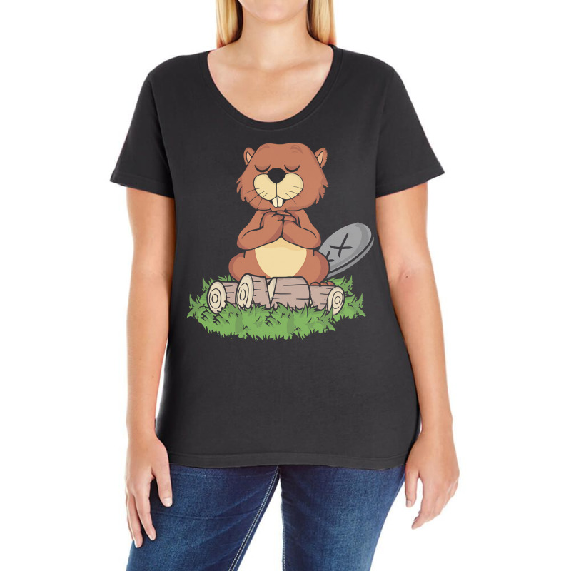 Meditation Gifts T  Shirt Beaver Meditating Women Yoga Exercise Medita Ladies Curvy T-Shirt by elephantjellyfish | Artistshot