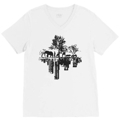City Downtown Harajuku Funny Hipster V-neck Tee Designed By Riqo